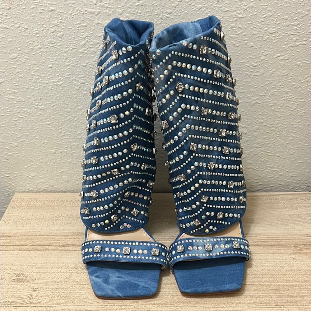 AZALEA WANG SAY IT LIKE YOU MEAN IT STILETTO SANDAL IN DENIM